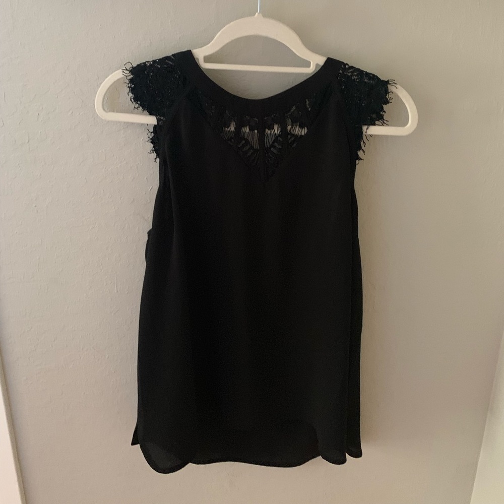 Black lace tank top blouse